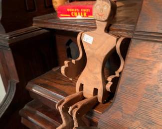 Antique carved oak pump organ detail