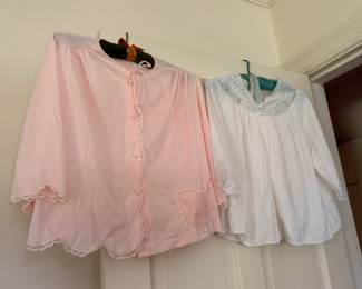 Vintage pink and white cotton bed jackets with lace trim