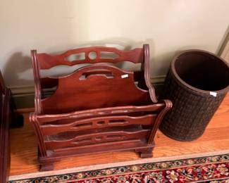 Vintage mahogany magazine rack with Chippendale fretwork sides