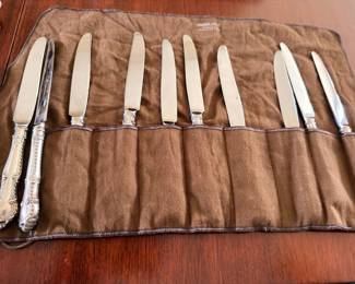 Sterling silver handled dinner knives set