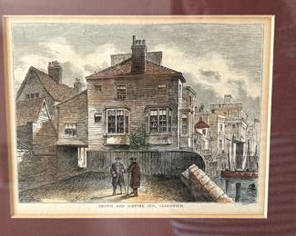 119. Etching of Crown & Sceptre Inn Greenwich (13" x 12")