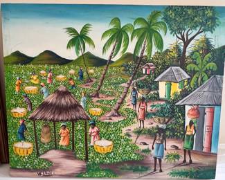 122. Signed Oil on Canvas by Wilfrid Tropical Island Scene (20" x 16")