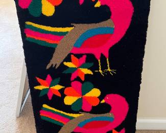 167.  Two Bird Hook Yarn Wall Tapestry