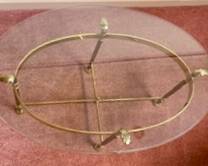 81. Glass Top Coffee Table w/ Brass Base (36" x 24" x 16")