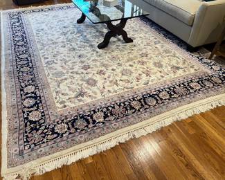 10. Black, Pink & Cream Oriental Rug (11'5" x 8'6")