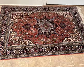 79. Red & Blue Hand Knotted Rug (5' x 3')