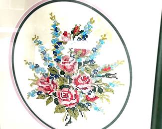 164. Framed Needlepoint of Roses