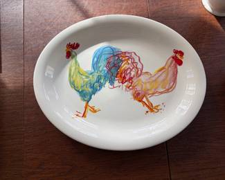 Tiffany Rooster Oval Platter