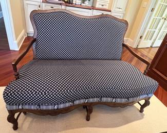 26. French Provincial Loveseat w/ Carved Wood Frame (57" x 26" x 39")