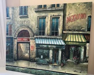 157. French Street Scene On Canvas