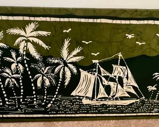 159. Batik w/ Ship and Palm Trees