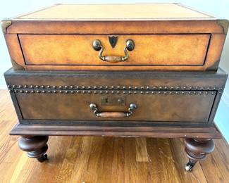 76. Faux Maitland Smith Luggage Accent Table (32" x 27" x 25")