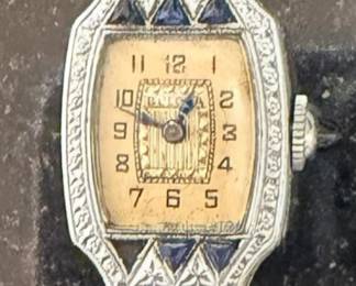 197. Bulova Art Deco Woman’s Watch W/Sapphire Accents, Anne Louise 12K GF