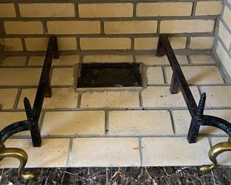 7. Pair of Brass Andirons (20")