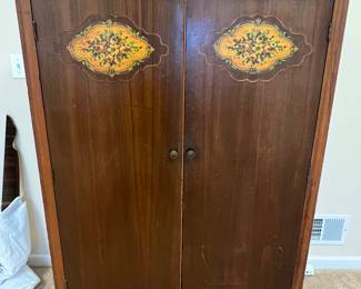 94. Antique Armoire w/ Floral Painted Design (38" x 20" x 58")