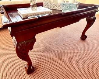 136. Carved Faux Tray Top Coffee Table (37" x 25" x 19")