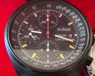 173. LeJour Chronograph Ref. 7000 Black PVD Mens Watch Valjoux 7750