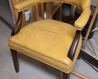 MCM Yellow leather curved back chair
