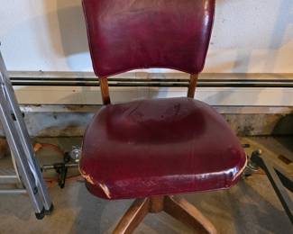 vintage office chair with wooden base