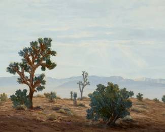 1096 John William Hilton (1904-1983) "Benediction" Oil on canvas Signed lower right: John W. Hilton; titled and inscribed "#53-38" in pencil on the stretcher 30.5" H x 40" W Estimate: $2,000 - $3,000