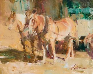 1025 Carolyn Anderson (b. 1948) "Big Fork Team," 2002 Oil on Masonite Signed lower right: Anderson; signed again, titled, and dated "2002," all verso 8" H x 12" W Estimate: $700 - $1,000