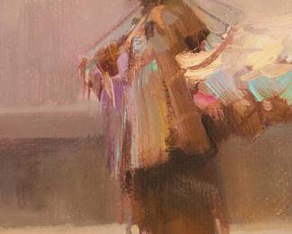 1195 Rusti Warner (b. 1974) "Bundle Carrier," 2007 Oil on canvas laid to board Signed lower right: R. Warner; signed again, titled, and dated "2007," all verso 8.5" H x 6" W Estimate: $300 - $500