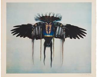 1034 Boyd Elder (1944-2018) "Geronimo," 1975 Offset lithograph in colors on Arches paper Edition: 100/100 Signed, titled, and numbered in pencil in the lower margin: © Boyd Elder; Cirrus Editions Ltd, Los Angeles, CA, prntr., with their blindstamp in the lower left margin corner, and pencil work number "256c-BE82" on the verso of the same margin corner Image: 23.625" H x 28.25" W; Sheet: 27.125" H x 31.625" W Estimate: $1,500 - $2,500