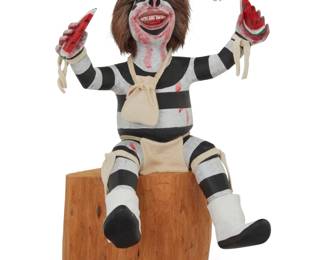 1207 Clarence Cleveland (20th century, Hopi-Tewa) A painted carved cottonwood Koshare clown katsina, 1986 Signed to underside: CLEVELAND; dated, possibly in another hand: 12-31-86 Mounted with hide and fur Overall: 11.5" H x 7" W x 7.75" D Estimate: $300 - $500