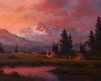 1188 Heinie Hartwig (b. 1937) "Late in the Day" Oil on Masonite With the incised signature lower left: Heinie Hartwig ©; titled verso 20" H x 30" W Estimate: $1,500 - $2,000