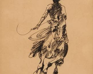 1067 Edward Borein (1872-1945) Roper Ink on paper Appears unsigned Sight: 7" H x 4.5" W Estimate: $400 - $600