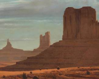 1069 James A. Fetherolf (1925-1994) Monument Valley Oil on canvas Signed lower right: Fetherolf 15" H x 30.125" W Estimate: $1,500 - $2,500
