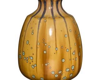 1261 An Arts & Crafts crystalline glazed pottery vase Early 20th century With indistinct overglaze circular mark; etched number: 511 9.375" H x 6.5" Dia. Estimate: $300 - $500