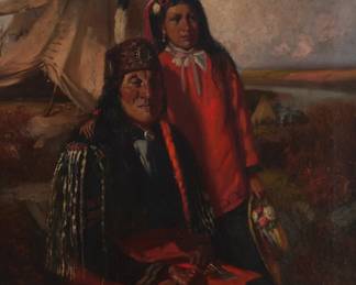 1057 John Mulvany (1844-1906) Portrait of two Plains Indian figures, 1881 Oil on canvas Signed and dated lower right: Jno / Mulvany / 1881 30" H x 25.25" W Estimate: $1,000 - $2,000