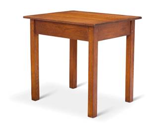 1311 An Arts & Crafts oak lamp table Early 20th century Unmarked 29" H x 30.125" W x 24.125" D Estimate: $300 - $500