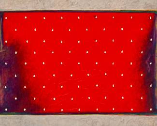 1040 Rhett Lynch (b.1960, Diné) "Elk Dance" Acrylic and mixed media including pebbles and thread on canvas Unsigned; titled by repute 66" H x 72.25" W Estimate: $1,000 - $1,500