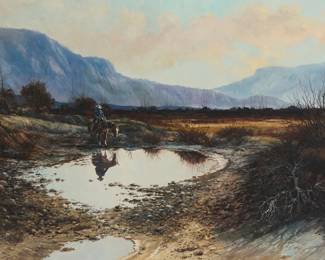 1247 Jorge Tarallo Braun (b. 1951) Horse and rider Oil on canvas Signed lower left: Jorge/Tarallo/Braun 24" H x 36" W Estimate: $800 - $1,200