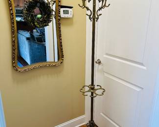 Tall solid brass hall tree and umbrella stand 