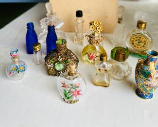 Dozens of small perfume bottles