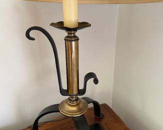 Vintage Brass/Wrought Iron Candlestick Lamp