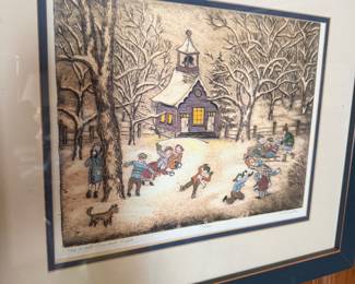  A Snowball Fight Print by J. Wennersten, Framed