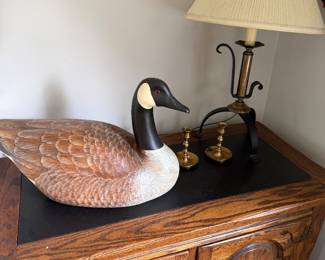 Big Sky Carvers Canadian Goose Montana USA, Vintage French Candlestick Lamp