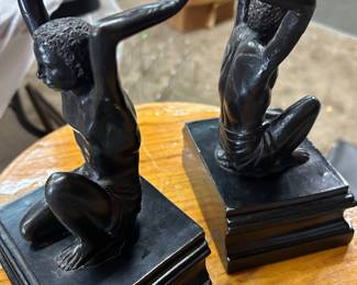 Pair Deco style bronze figured used as bookends
