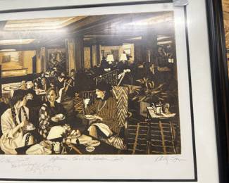 Philip Sage etching, "Tea in Windsor Court"