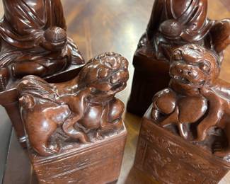 Two pair soapstone bookends