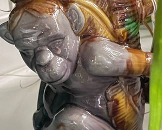 Majolica monkey pitcher