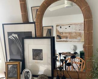 Bamboo arched mirror set of two