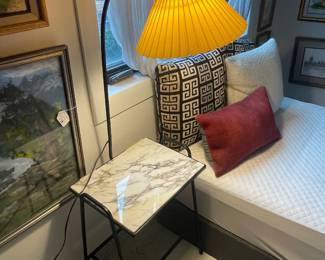 Atomic iron and marble side table with lamp