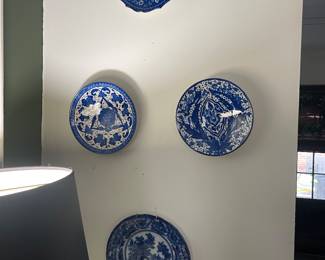 Hand painted plates, blue Adams plate 1800’s
