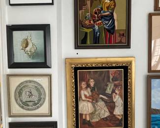 Vermeer needlepoint, Renoir canvas framed