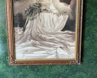 Vintage Hand-Colored Bride Portrait in Ornate Gilded Frame
